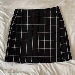 LOFT Black and White Grid Mini Skirt